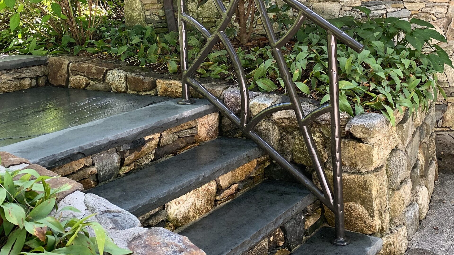 Tree branch styled railing