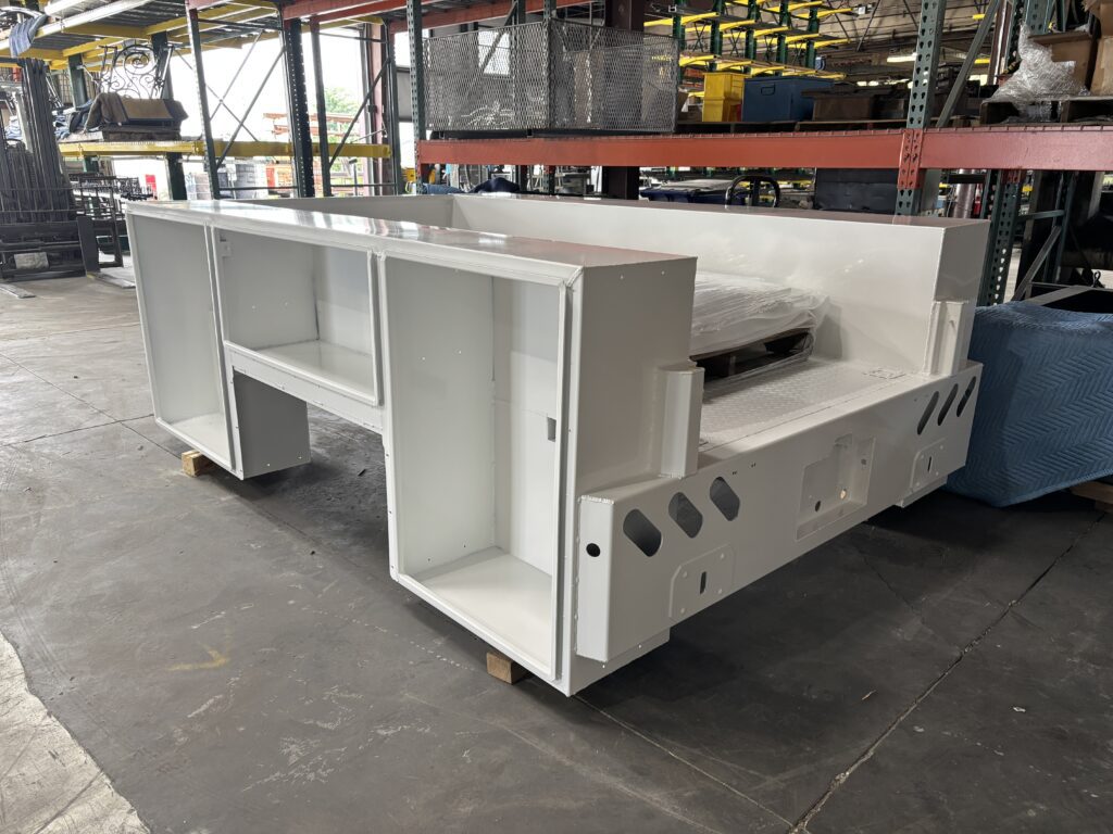 Large 'reading' truck bed powder coated White.