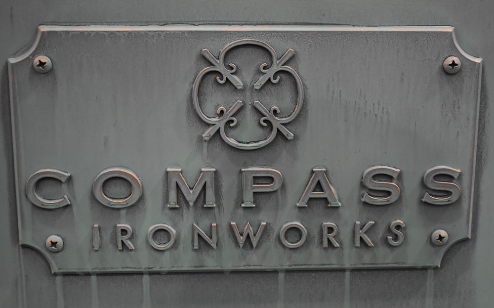 Faux Patina Bronze on Steel, Compass Ironwork Sculpture