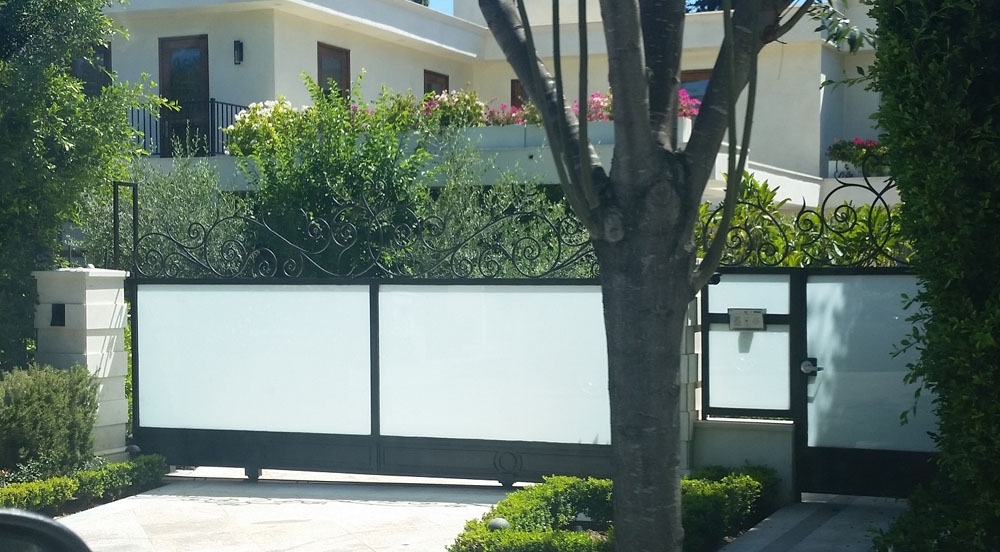 Frosted Glass and Iron Privacy Gate