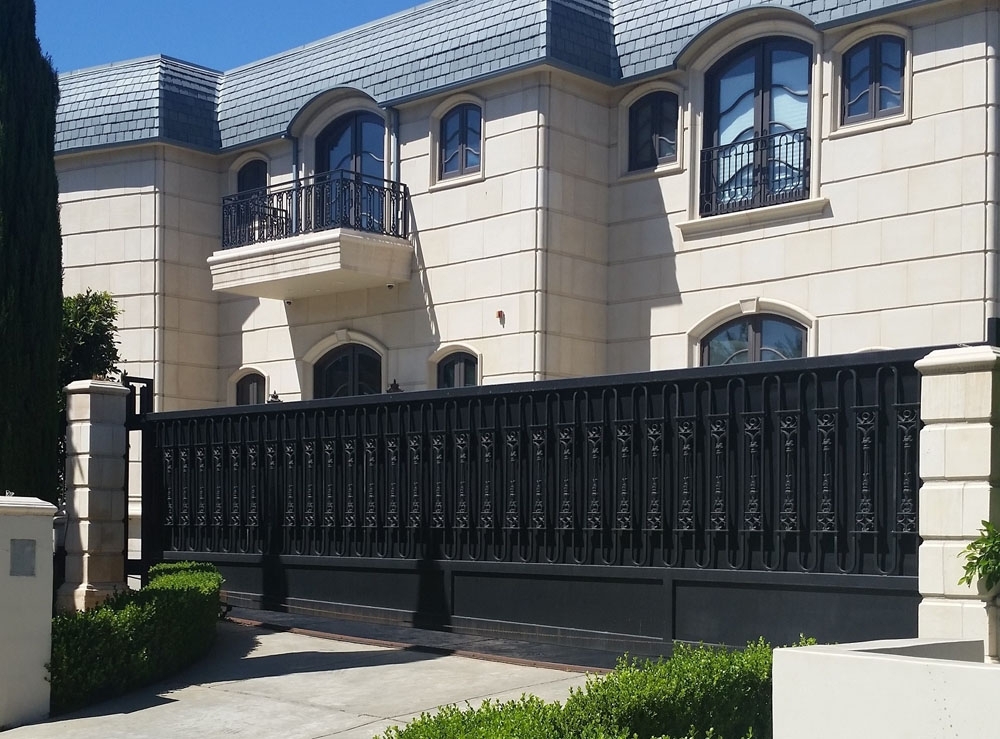 Iron Privacy Fence and Gate, with Balconies