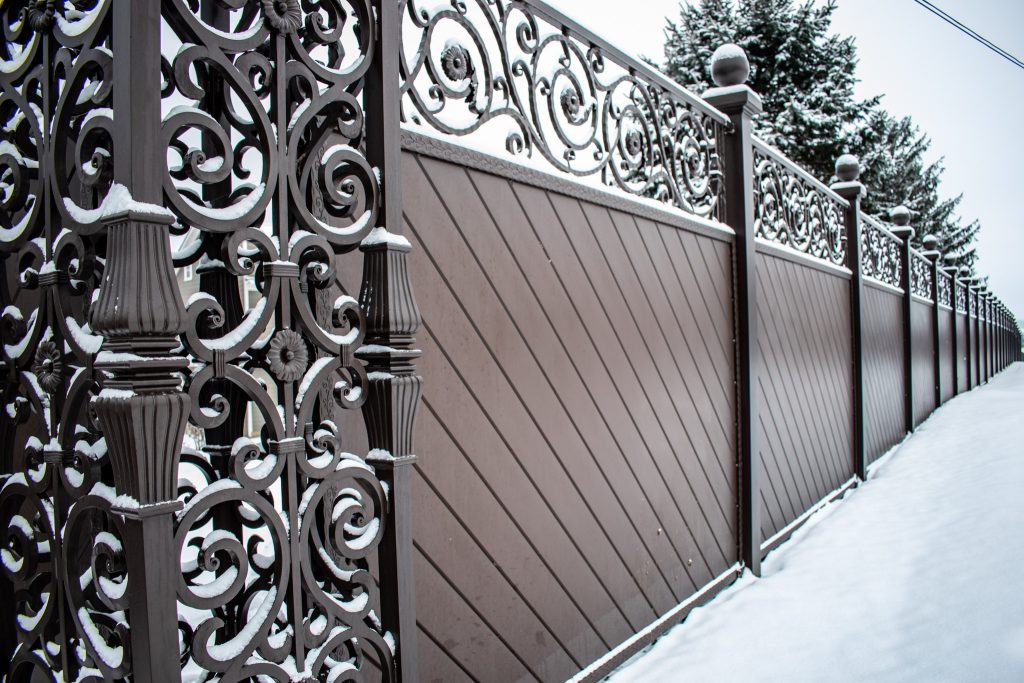 Snow Covered Privacy Architectural Privacy Fence 