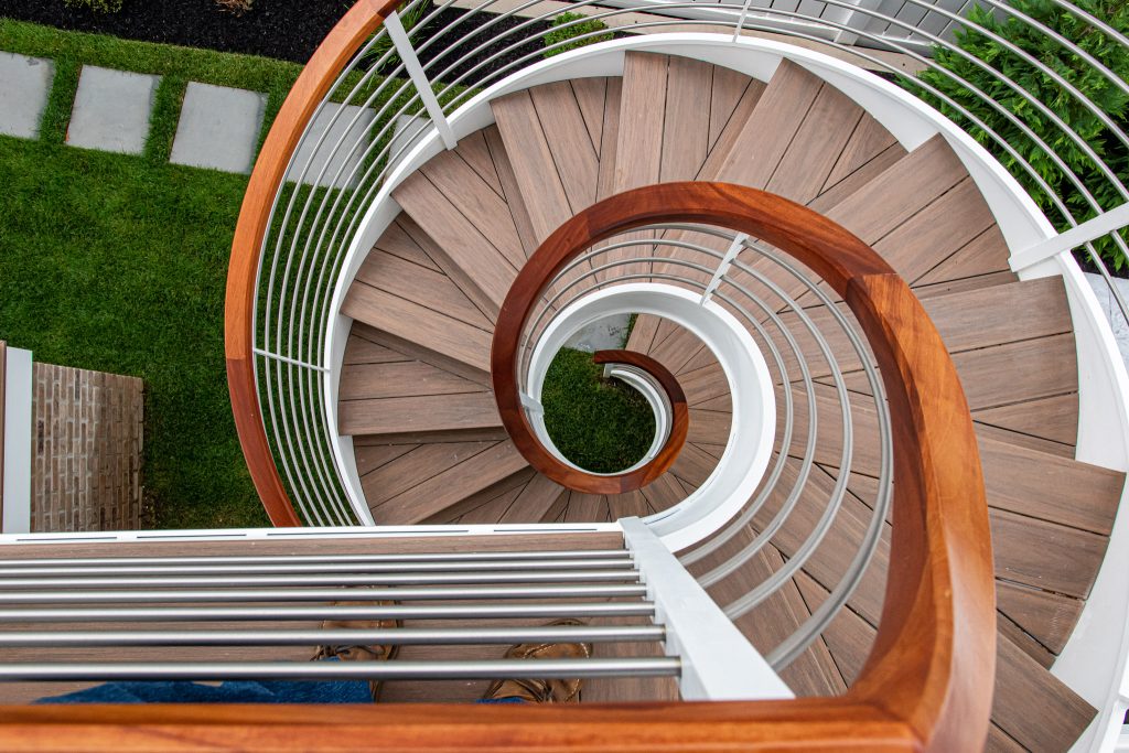 Bayside Helical Designer Staircase with stained wood