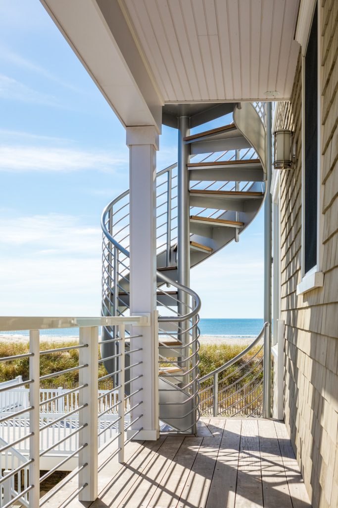 Two Story Waterfront Spiral Staircase